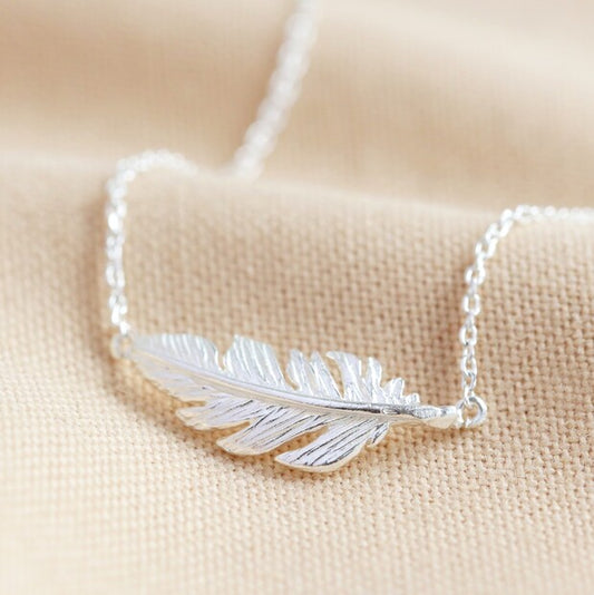 Lisa Angel Feather Necklace - Silver