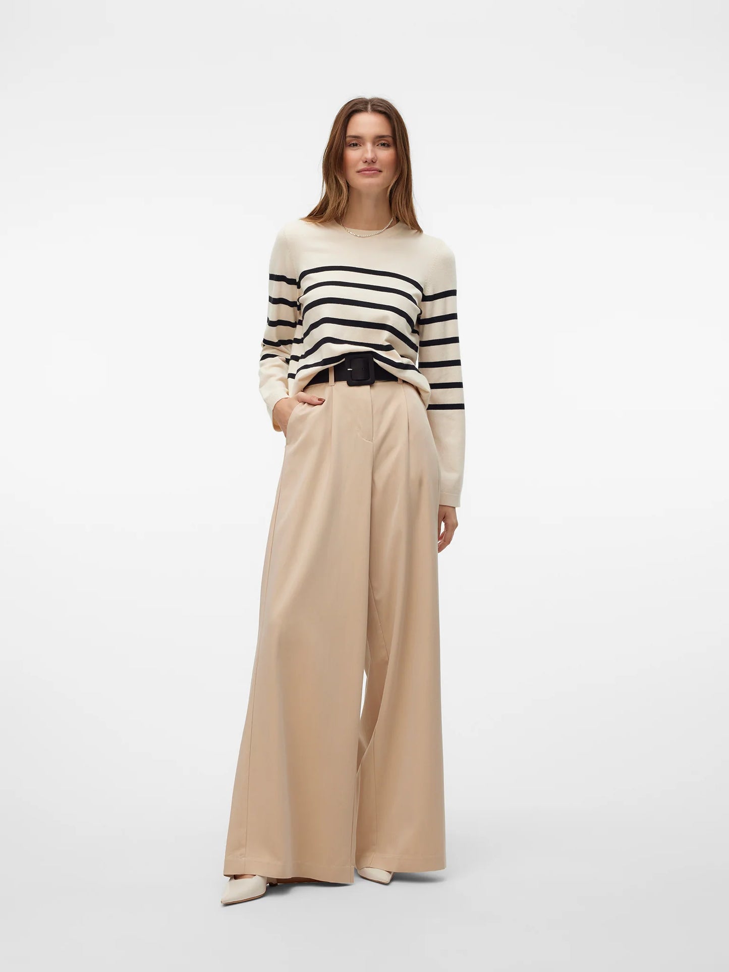 SABA PLAIN LS O-NECK PULLOVER - Birch/Black