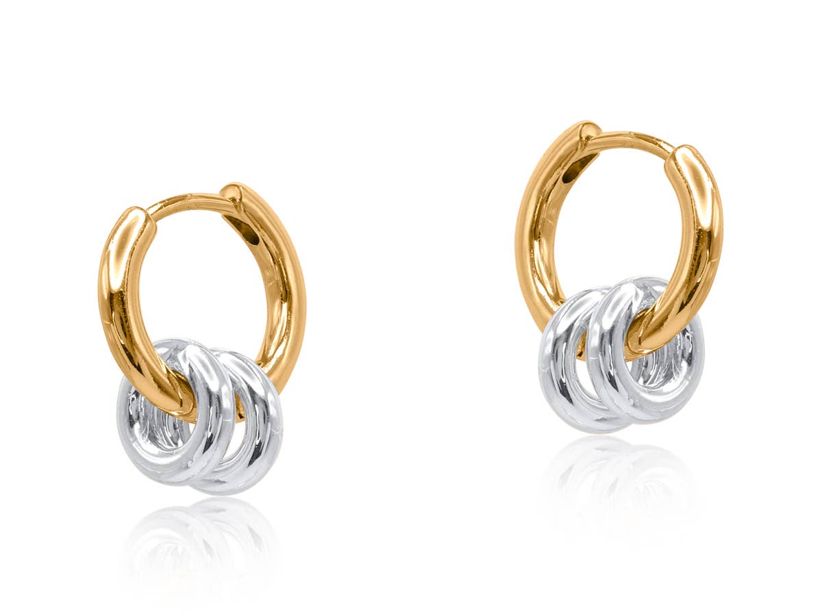 MAFALDA TWO TONE HOOP EARRINGS: TWO TONE GOLD