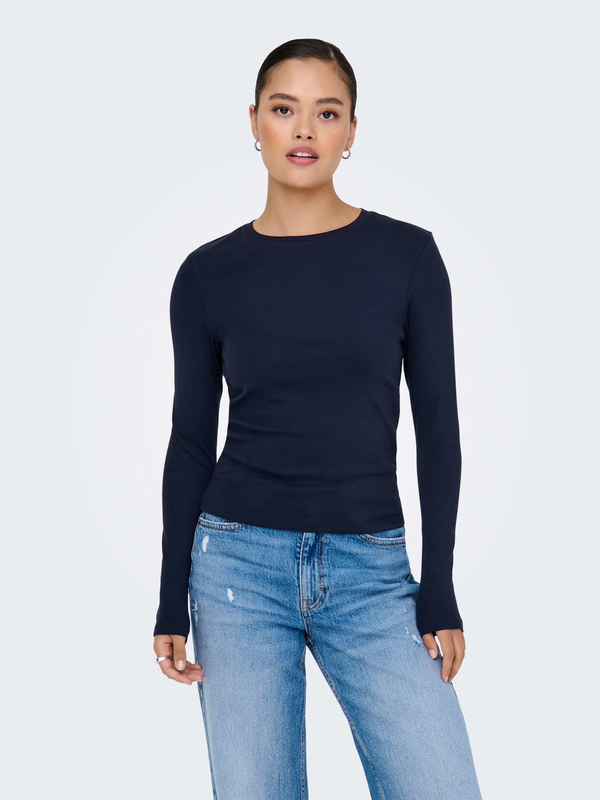 RILEY O-NECK L/S TOP JRS - Navy