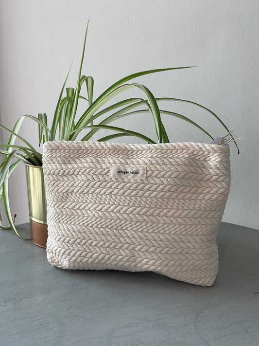 Cable Make-Up Bag - Cream