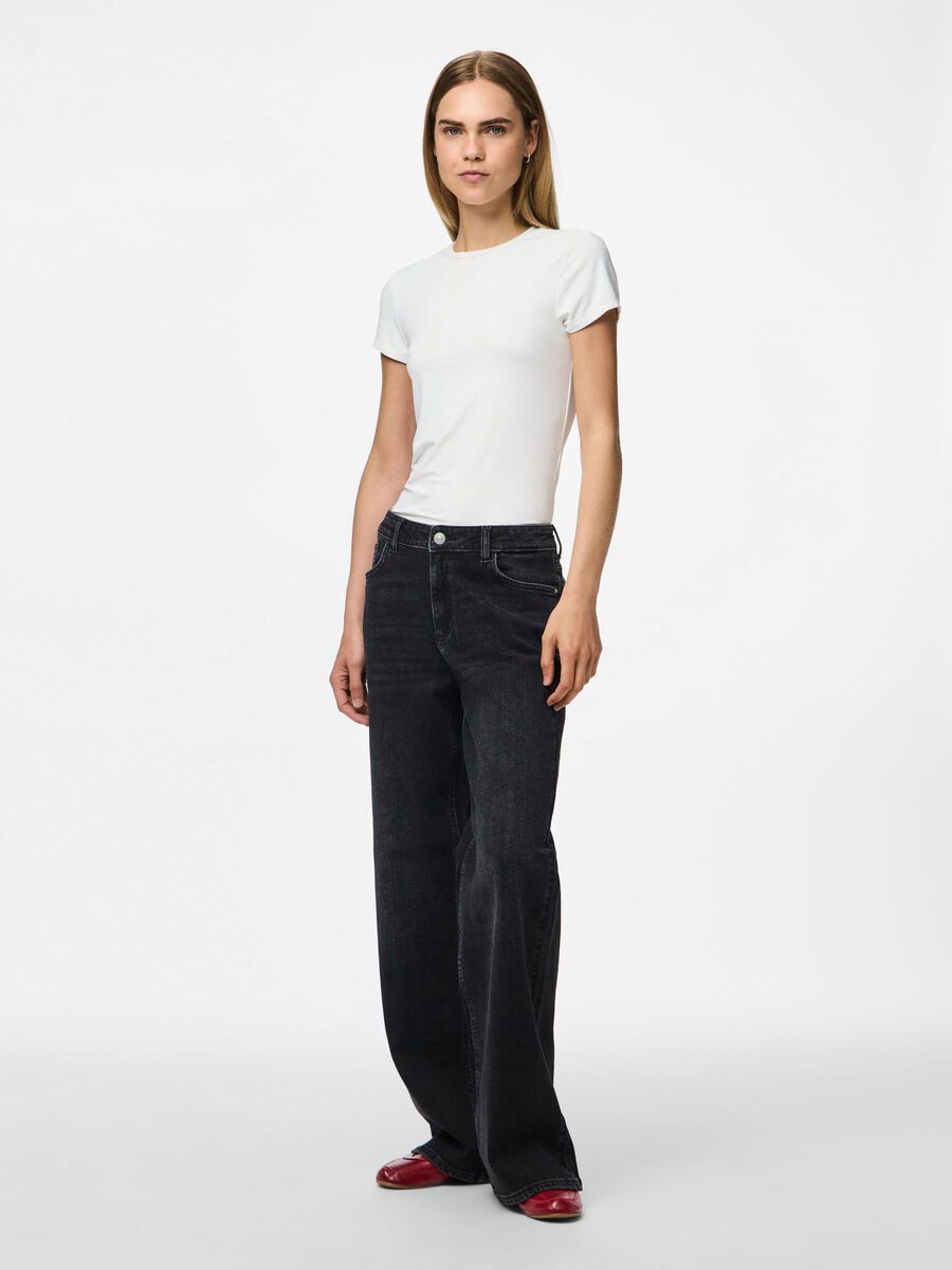 SILKE MW WIDE JEANS - Black Denim