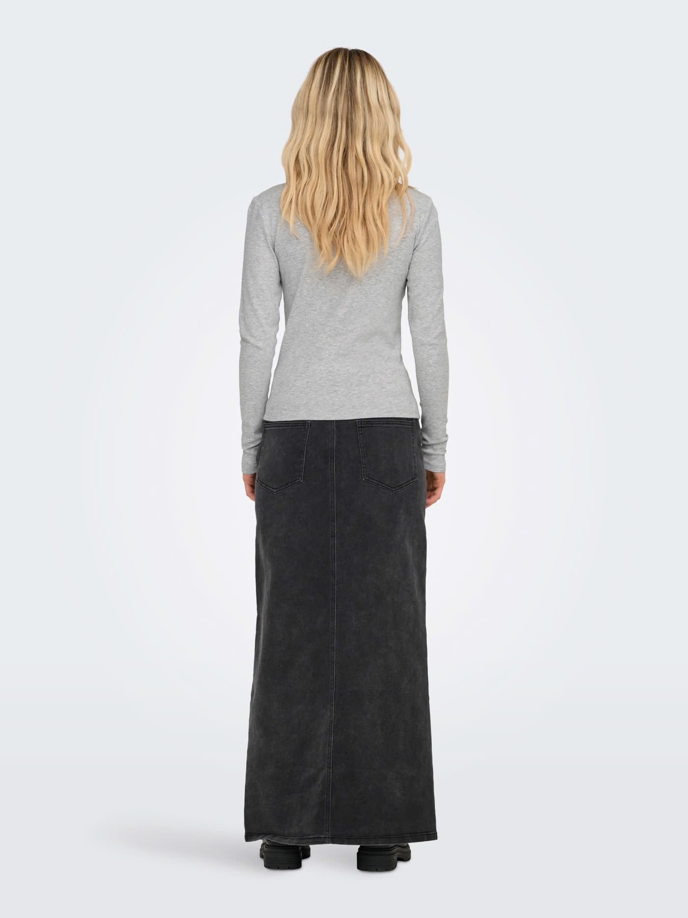 RILEY O-NECK L/S TOP JRS - Light Grey Melange