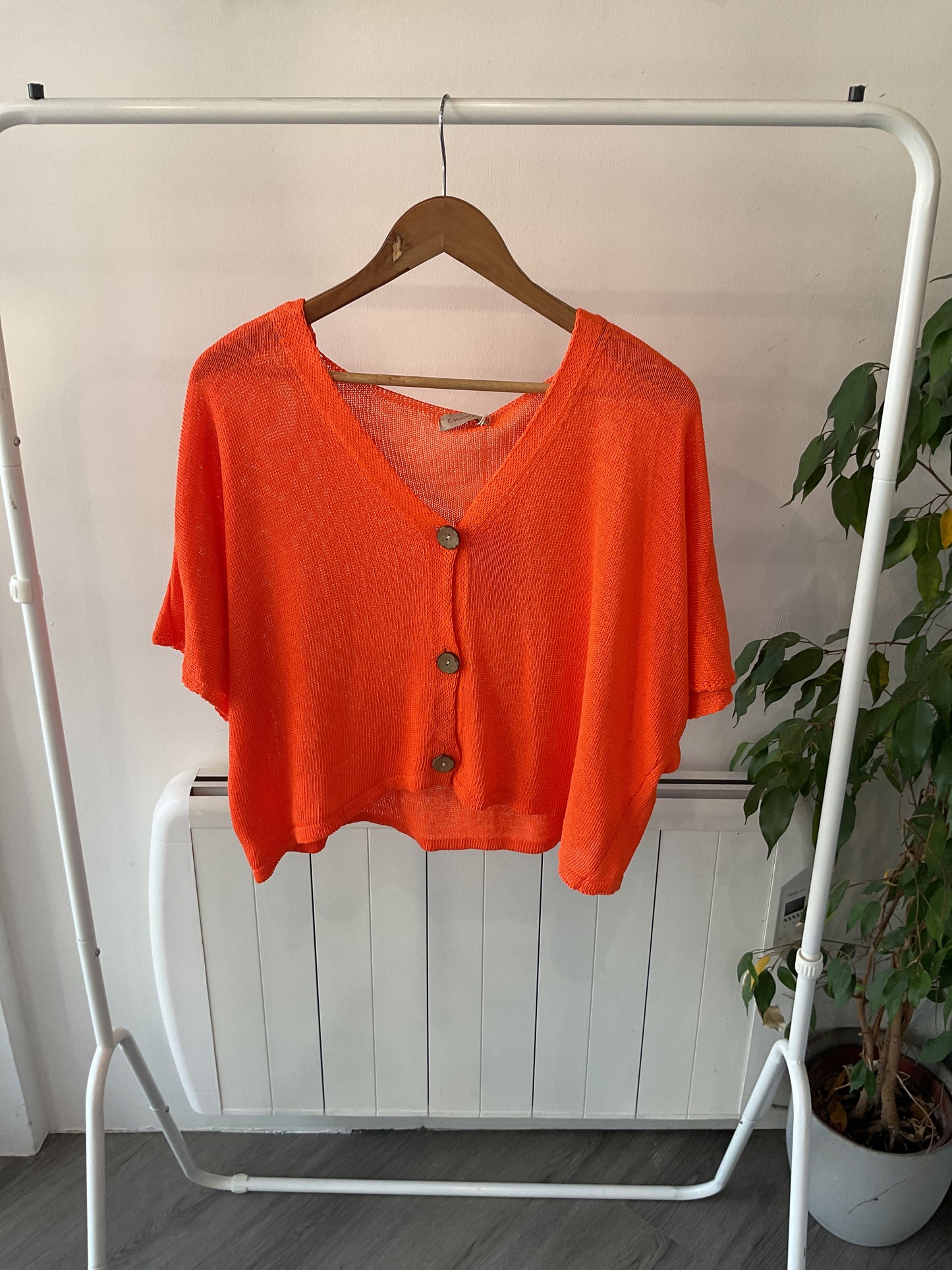 Oversized Button Cardigan - Orange