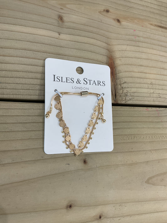 Double Layered Heart Bracelet - Gold