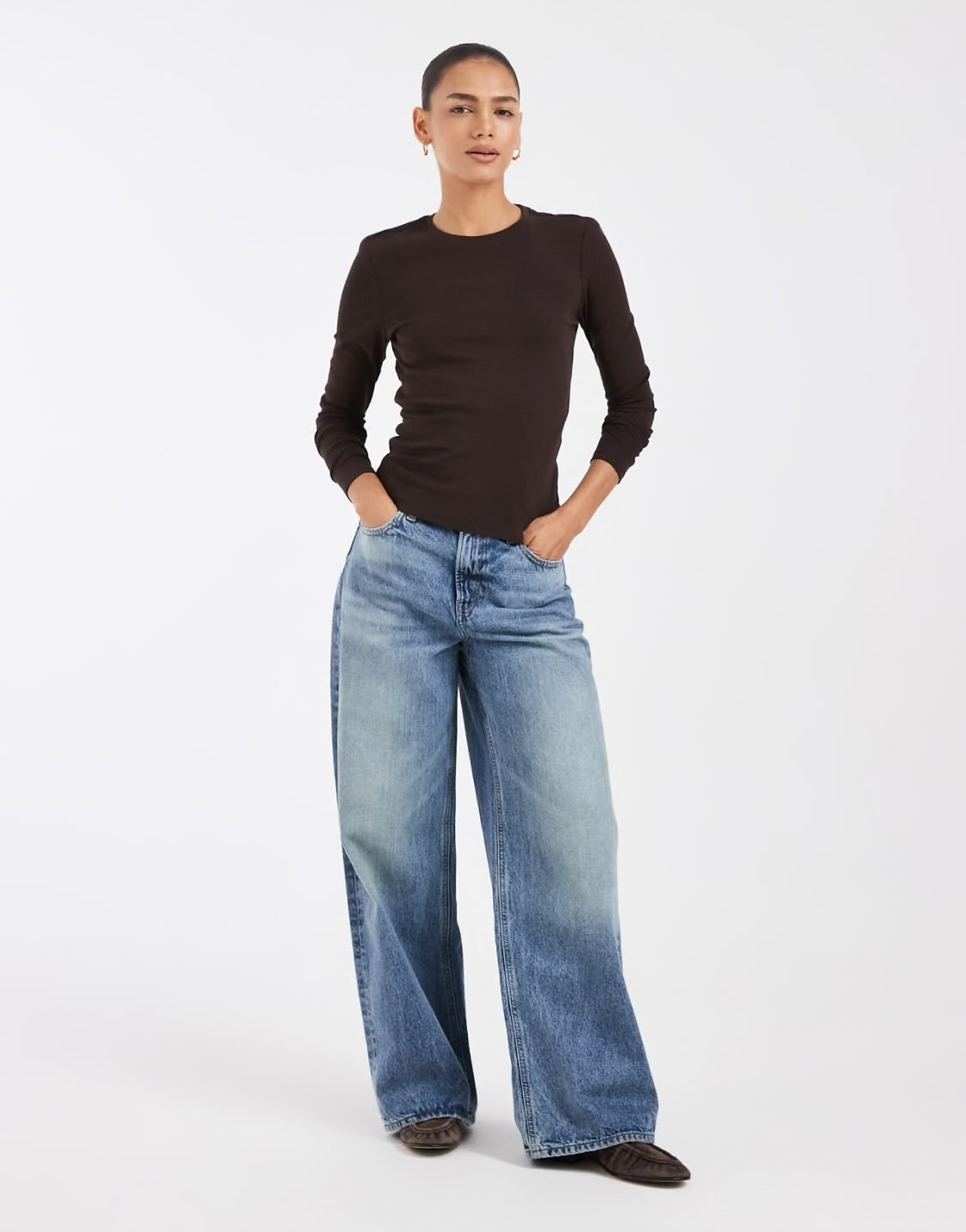 RILEY O-NECK L/S TOP JRS - Black Coffee