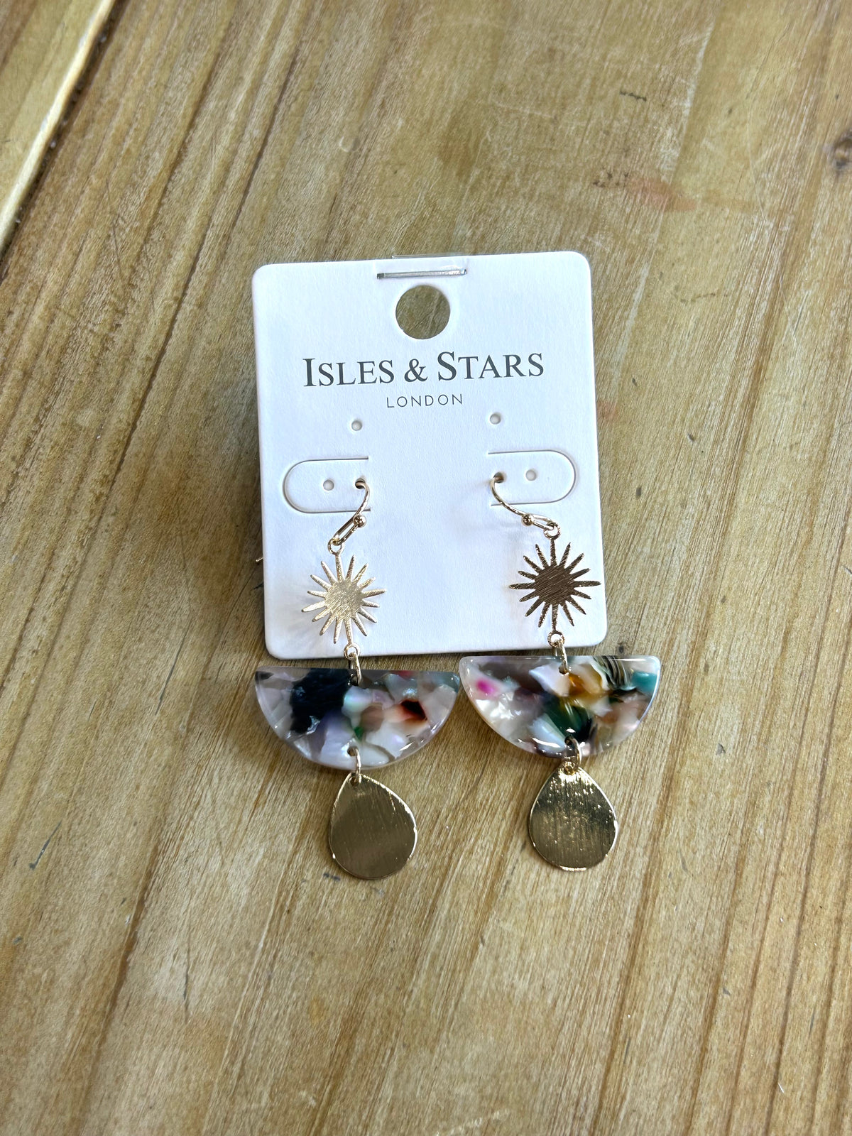 Tortoiseshell Drop Down Earrings- Multi w/ Gold