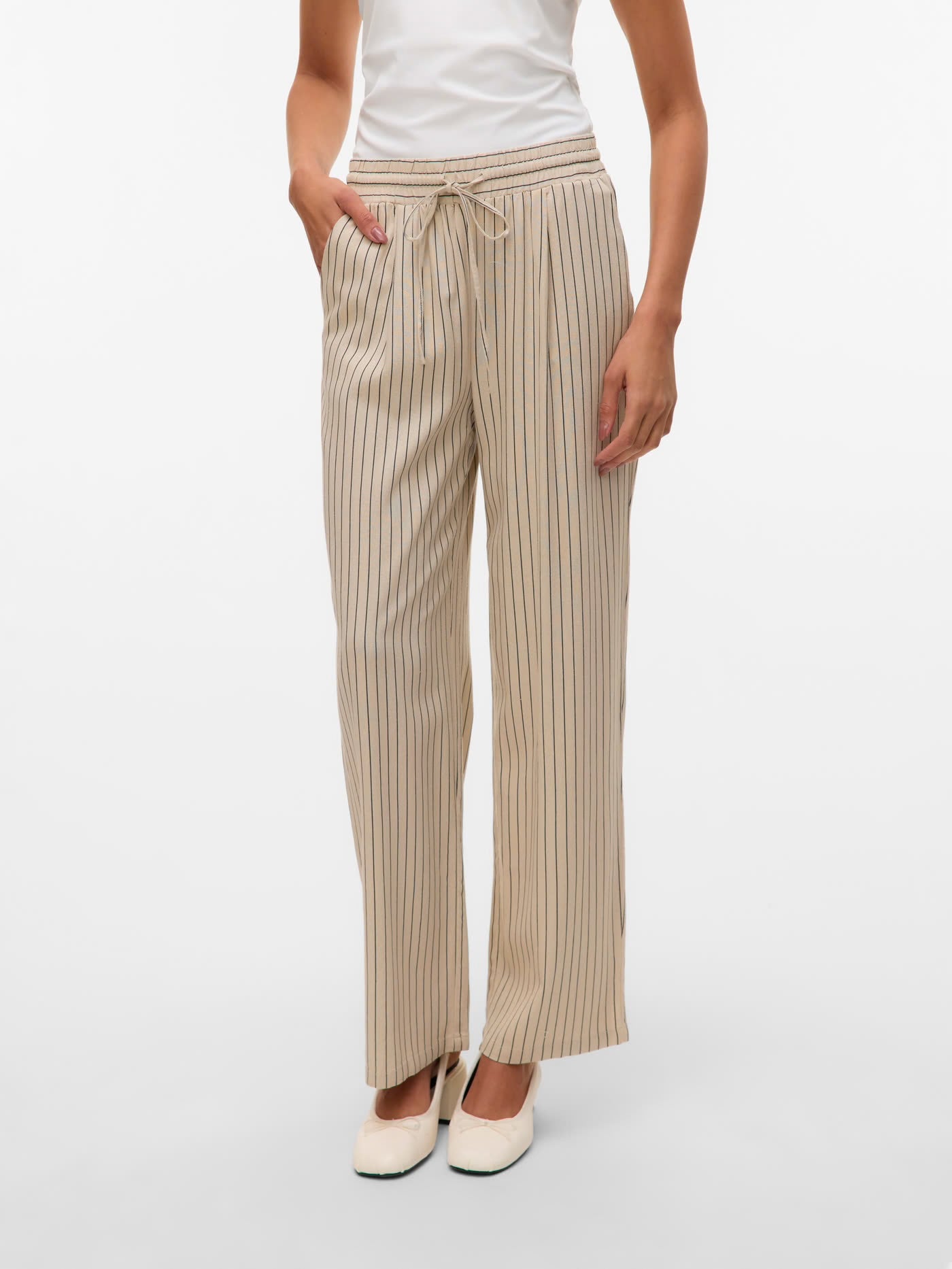 JESMILO HW WIDE PANTS - Silver Lining Stripe