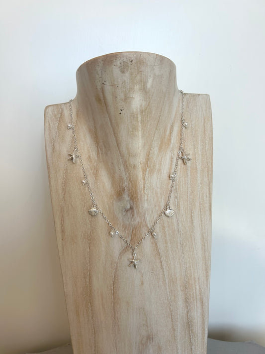 Assorted Shell and Pearl Necklace - Silver