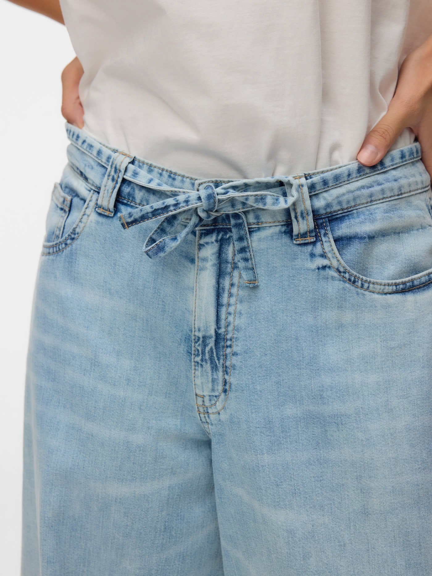 ASIA MR WIDE PALAZZO JEANS - Light Blue Denim