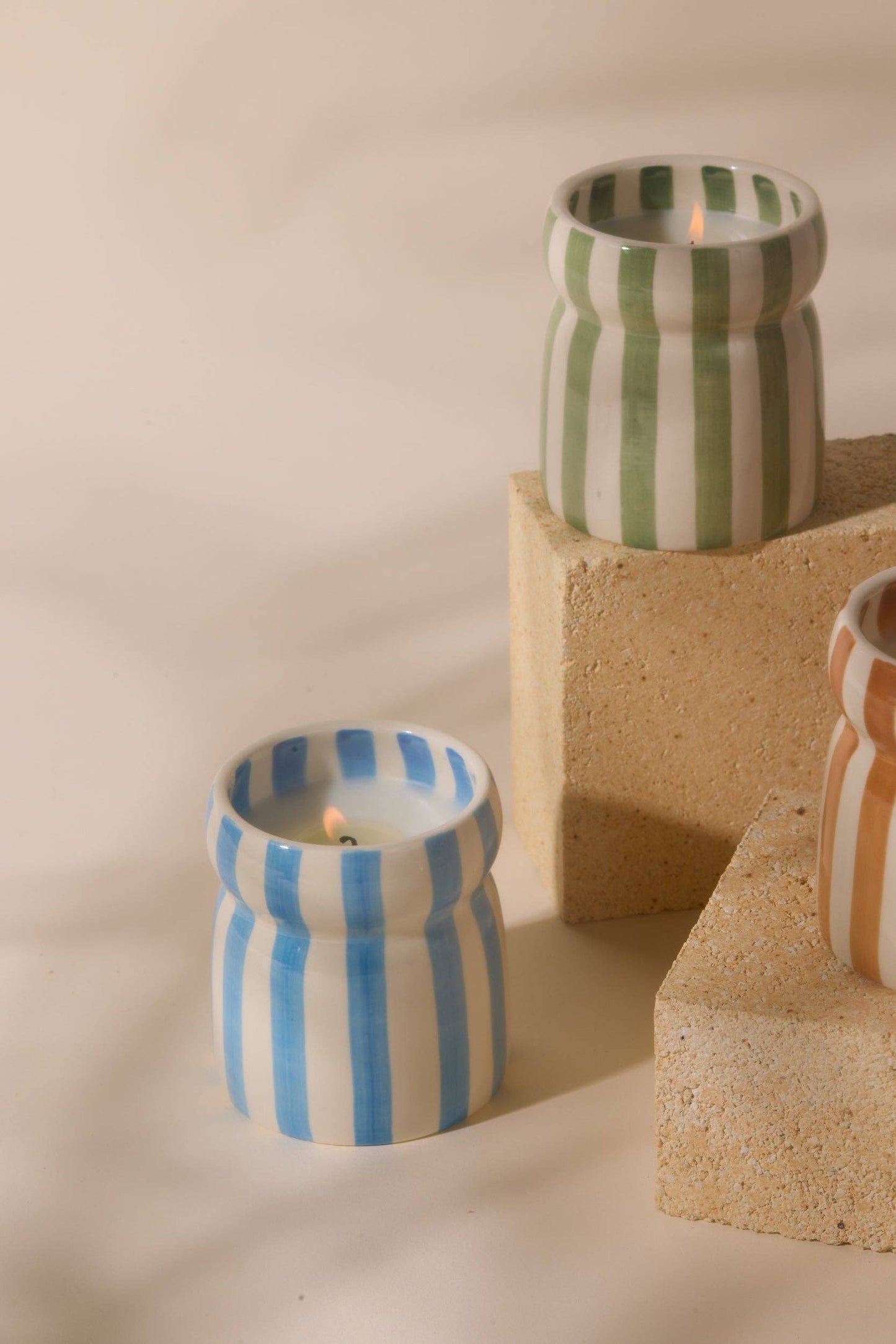 Cabana 6.5oz/184g Blue Striped Ceramic Candle - Lost at Sea