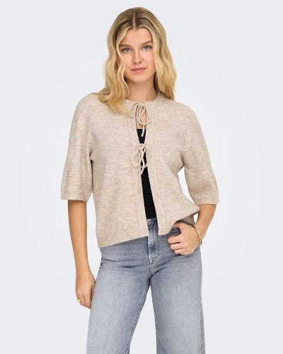 SIMONI 2/4 BOW CARDIGAN KNT - Pumice Stobe