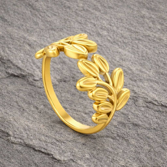 Tarnish Resistant Fern Band Open Ring