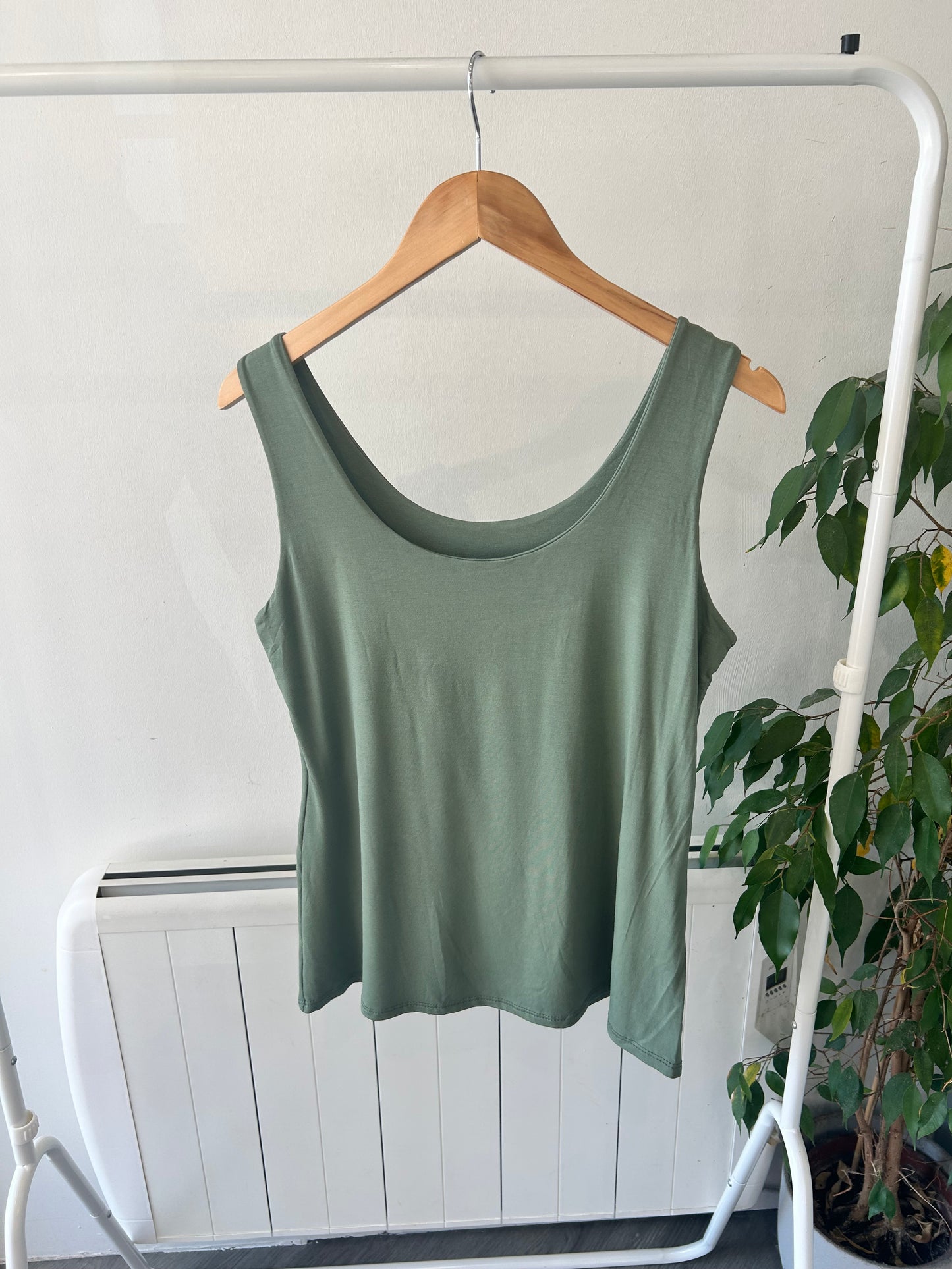 Scoop Neck Vest Top - Khaki