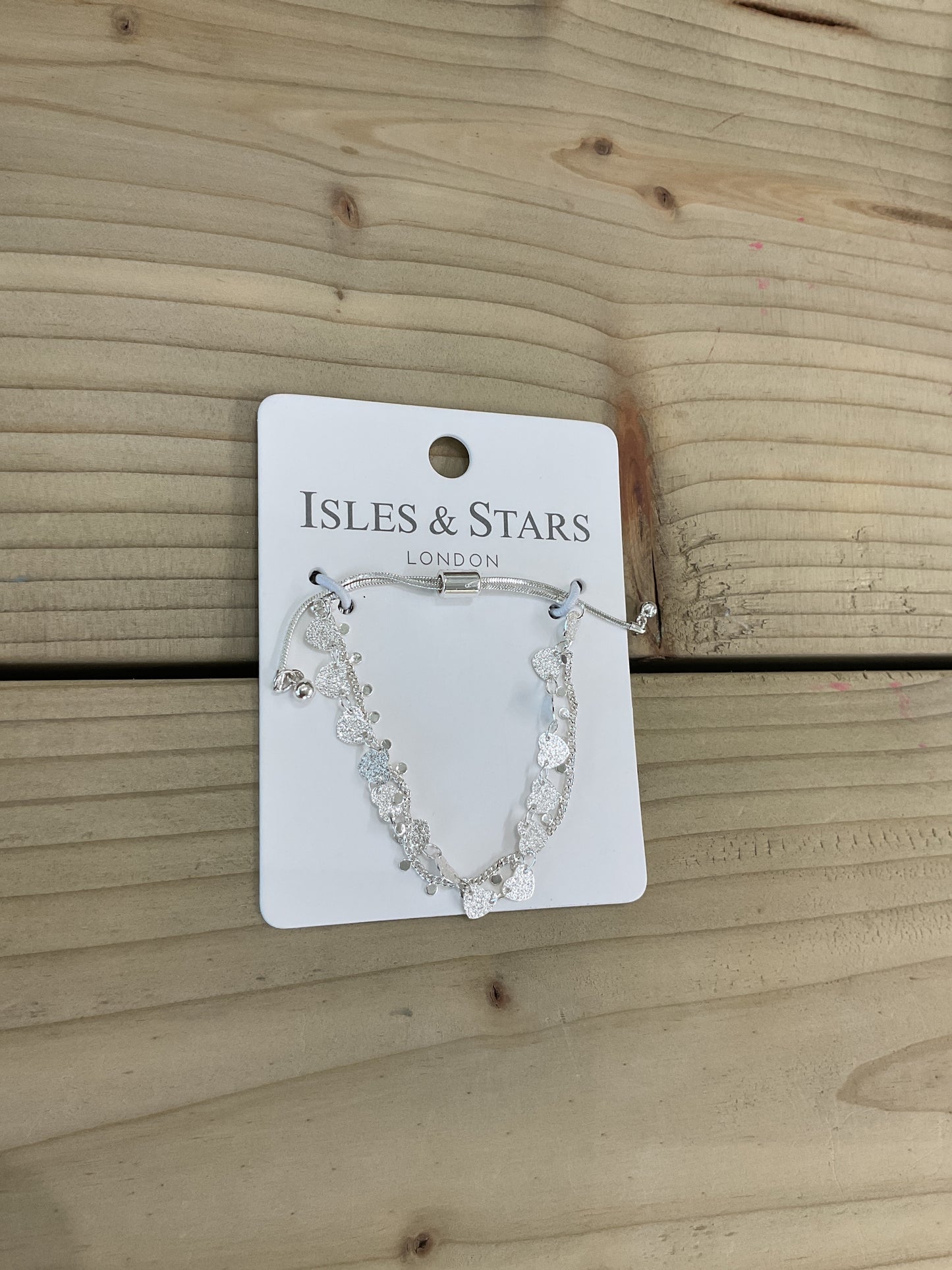 Double Layered Heart Bracelet - Silver