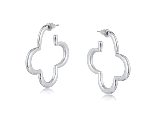 Clover Shape Hoops - Silver