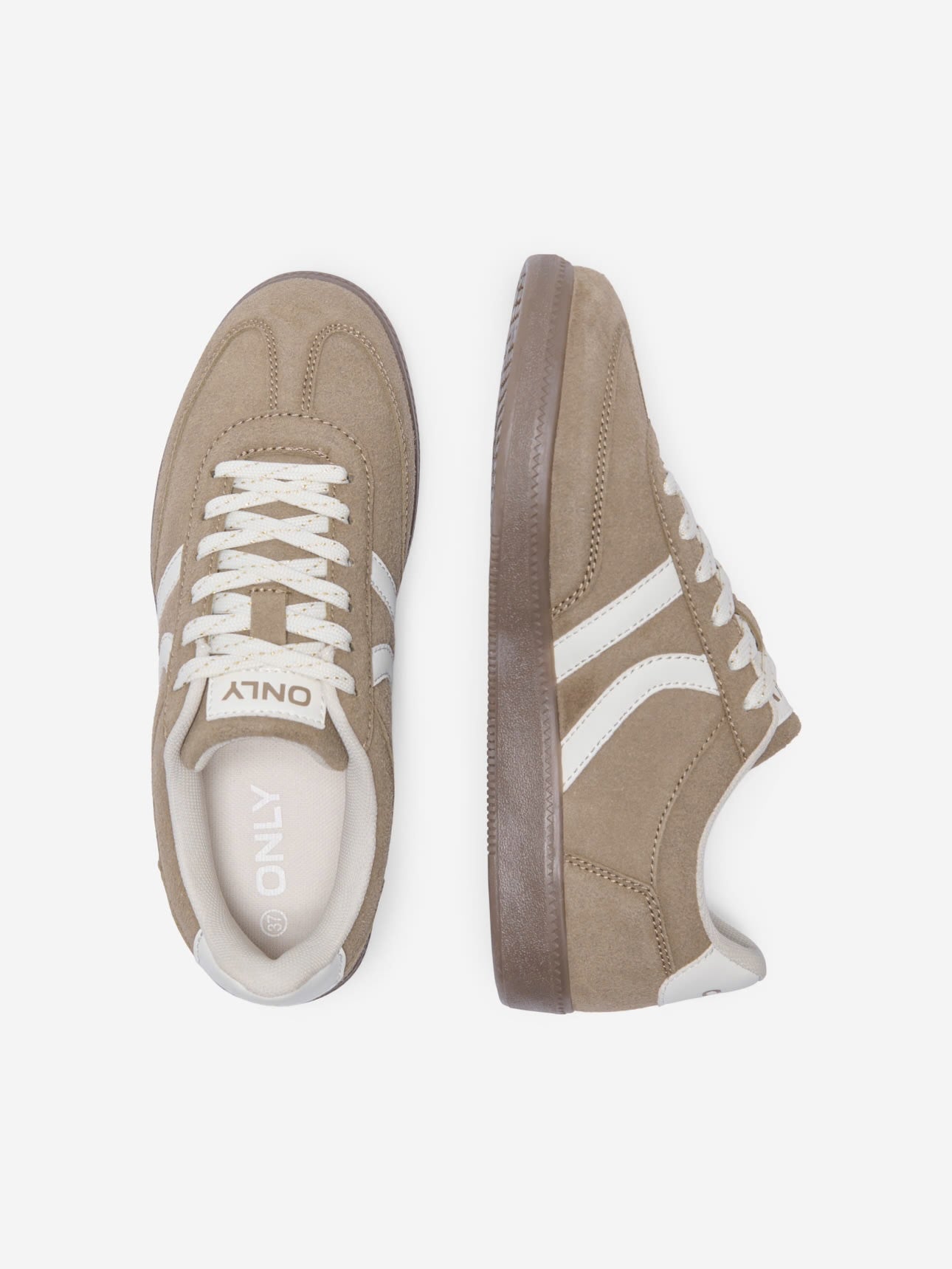 LYDIE PU SNEAKER - Taupe Grey/ White