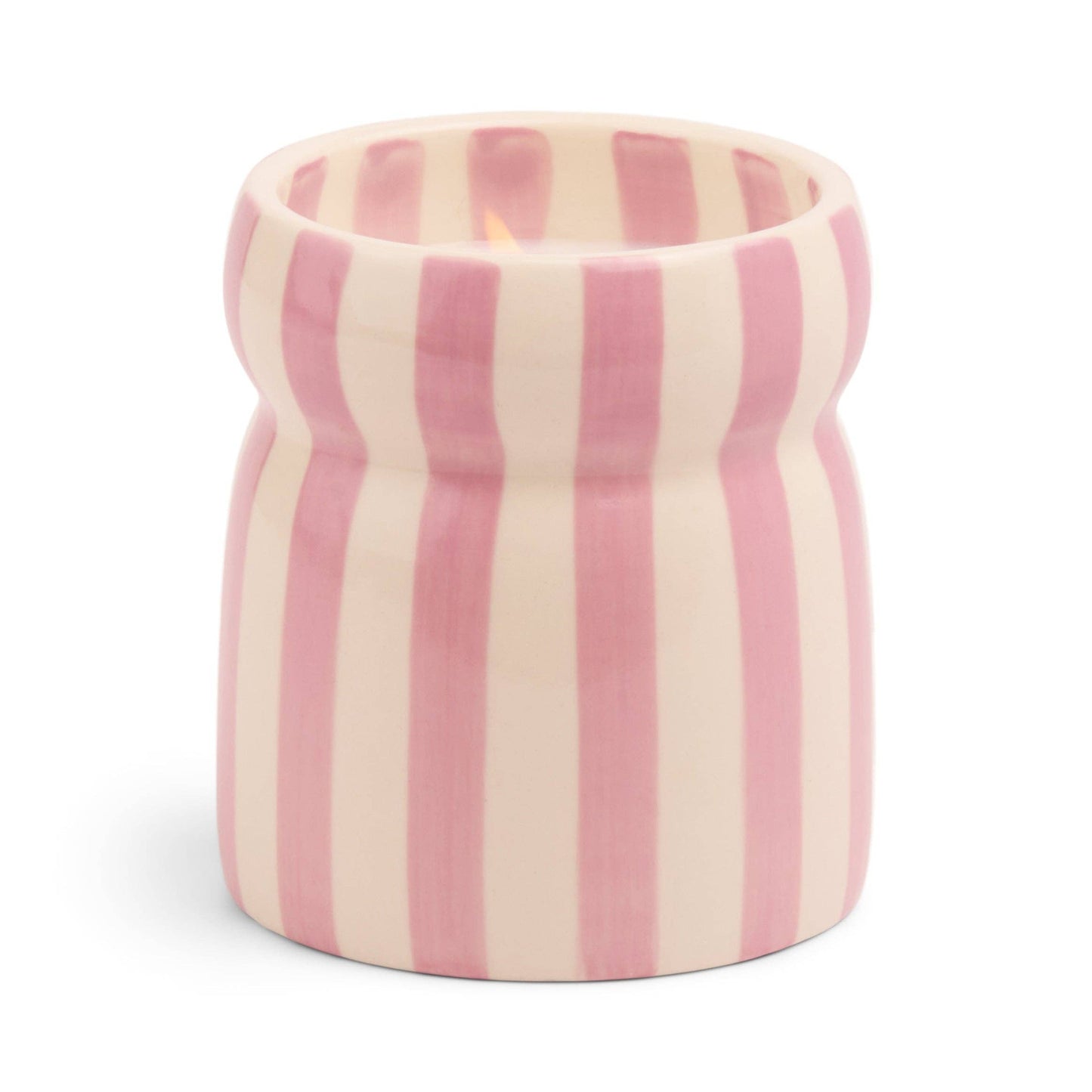 Cabana 6.5oz/184g Lavender Striped Ceramic Candle - Grecian Sand Boxed
