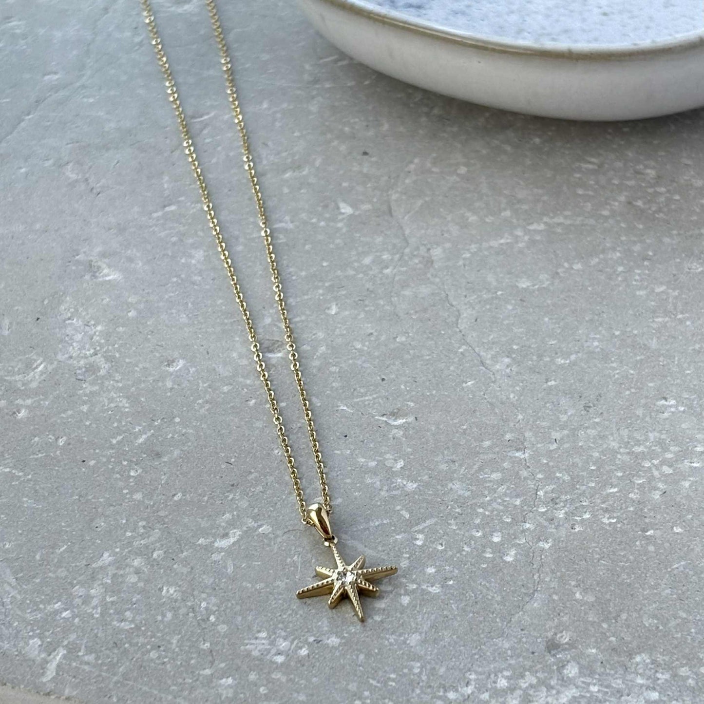 Tarnish Resistant Star Pendant Necklace: Silver