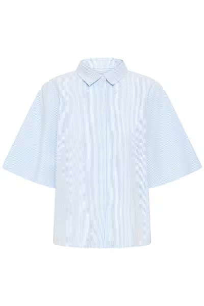 IHGARIA back bow shirt ~ stripe light blue