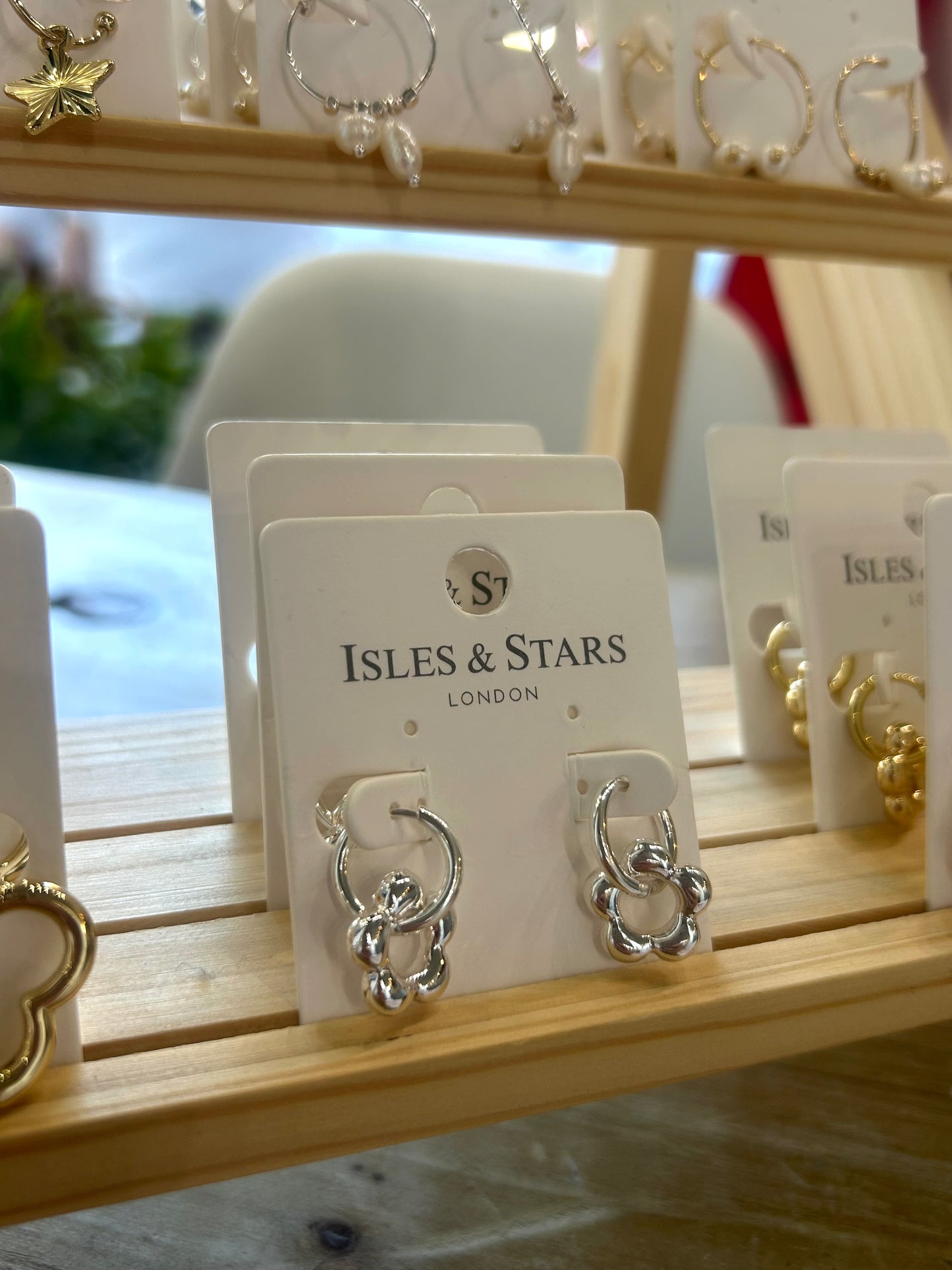 Flower Hoop Earrings- Silver