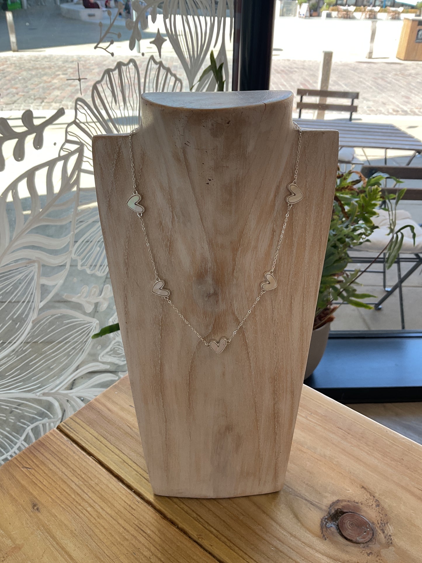 Pearlised Heart Necklace - Silver