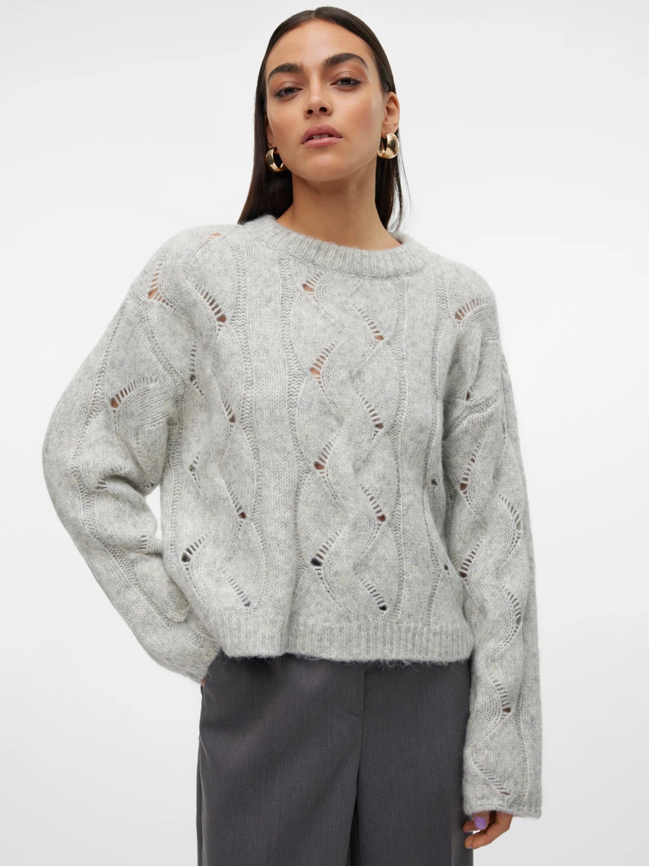 LINA LS PULLOVER - Light Grey Melange