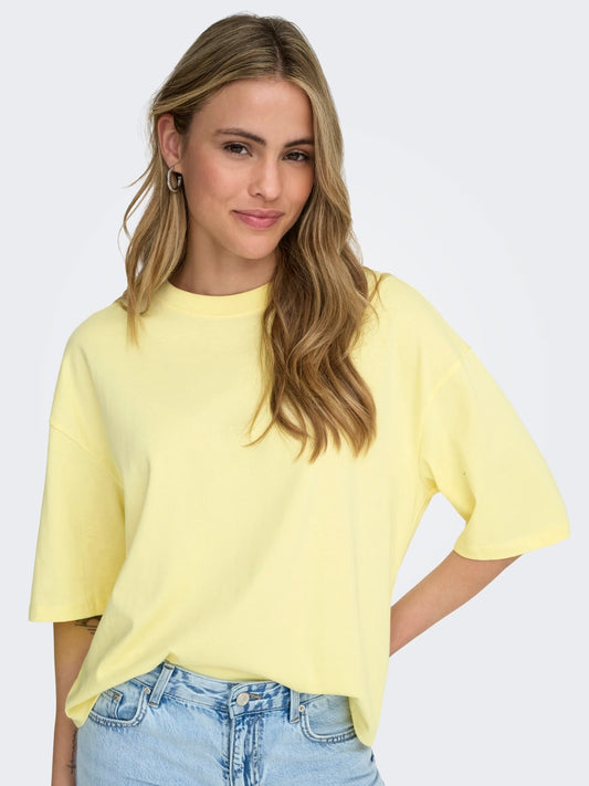 LARA S/S BOXY TEE - Pastel Yellow