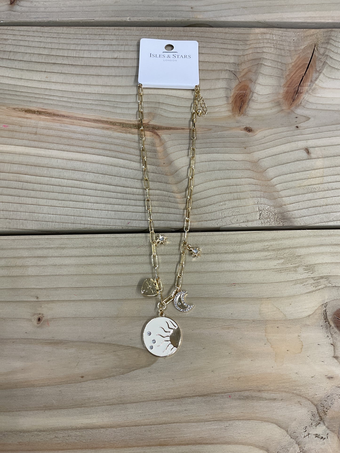 Sun and moon gold necklace
