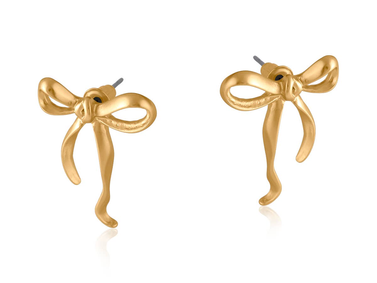 PALOMA BOW MATTE EARRINGS: MATTE GOLD