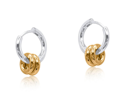 MAFALDA TWO TONE HOOP EARRINGS: TWO TONE SILVER