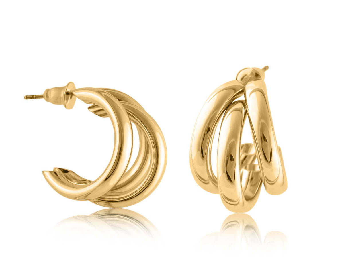 Gisele Tubular Plated Brass Earrings: Gold