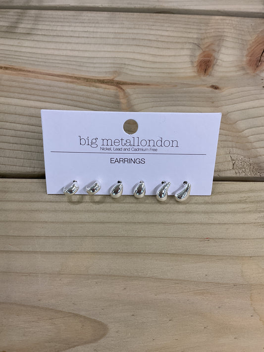 Silver Trio Pear Drop Earrings