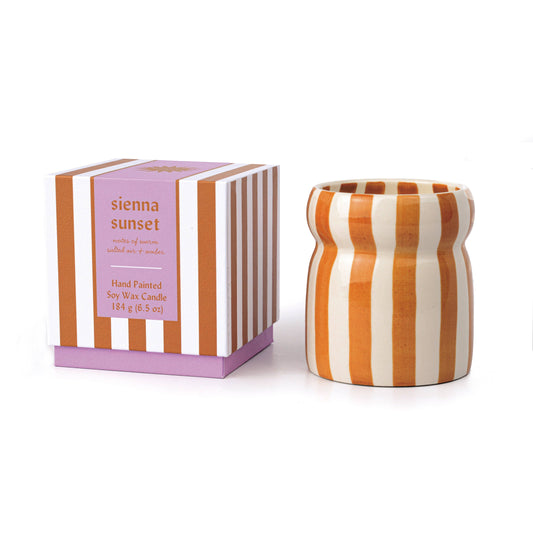 Cabana 6.5oz/184g Rust Striped Ceramic Candle - Sienna Sunset Boxed