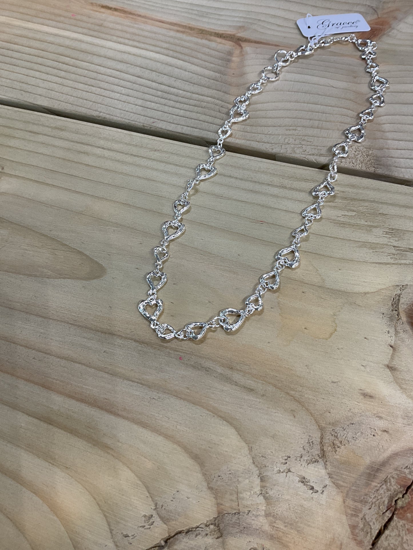 Heart Chain Necklace - Silver
