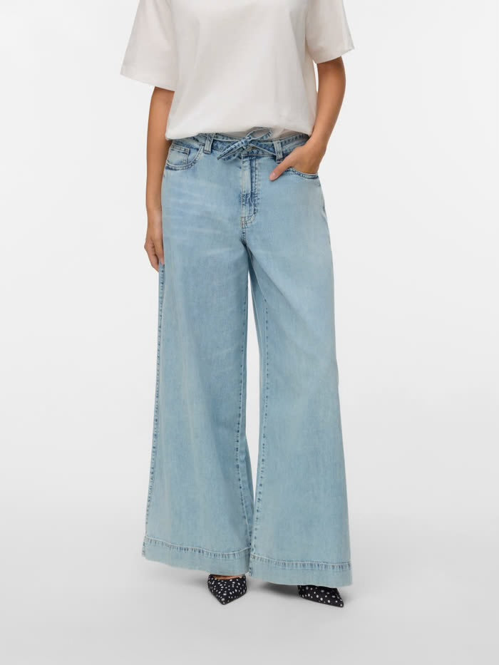 ASIA MR WIDE PALAZZO JEANS - Light Blue Denim
