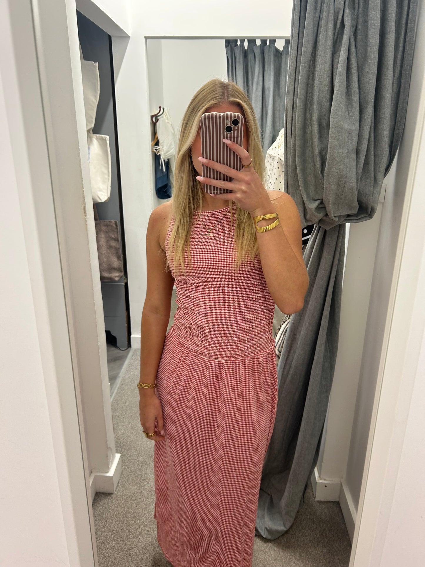 CELLE SMOCK DRESS - Cherry
