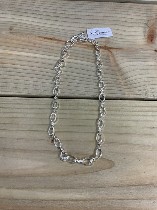 Oval Chain Necklace - Silver