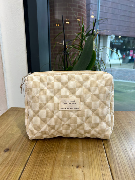 Cream Check Wash Bag - Medium