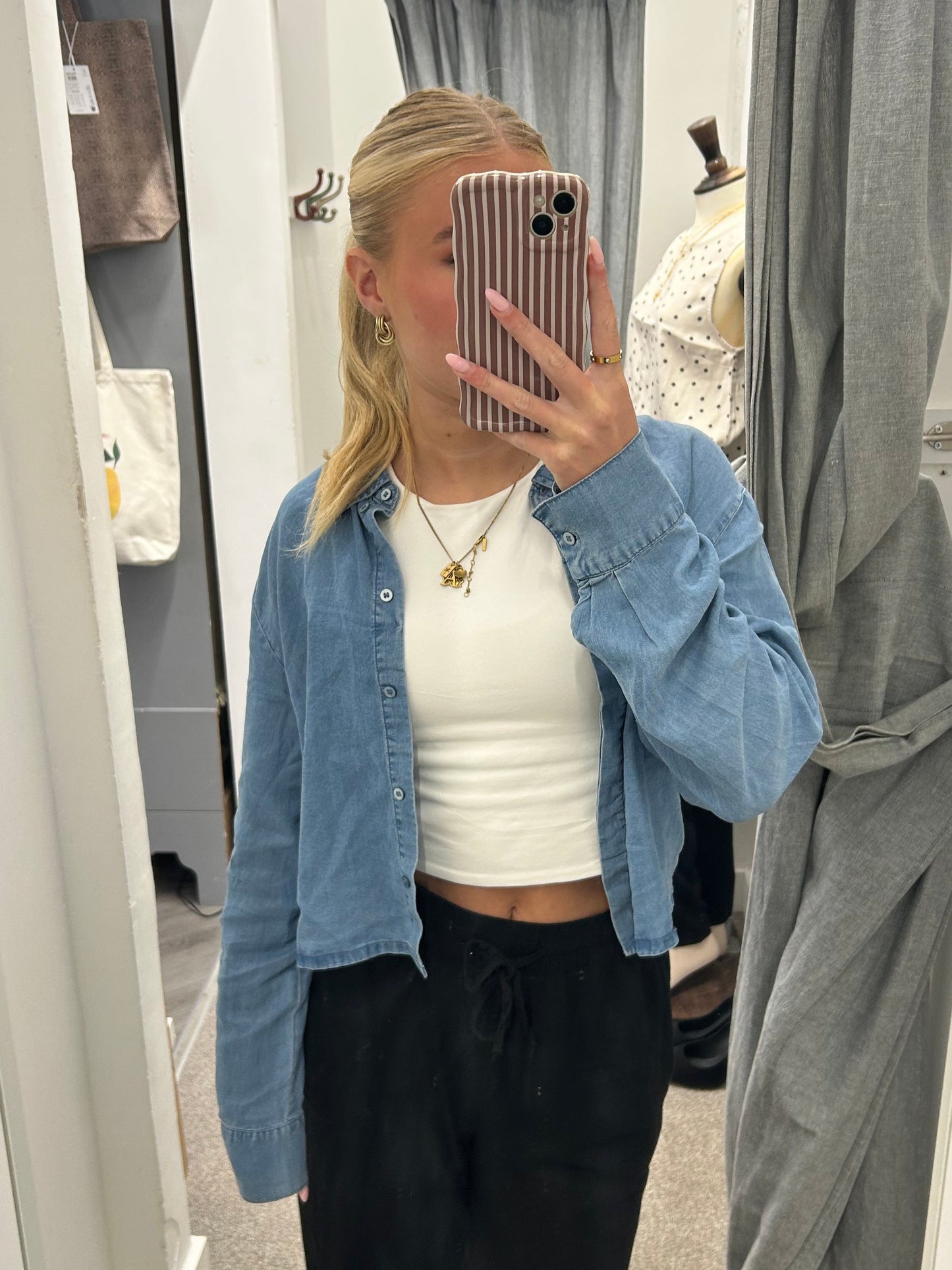 CHARIS SHORT SHIRT - Medium Blue denim