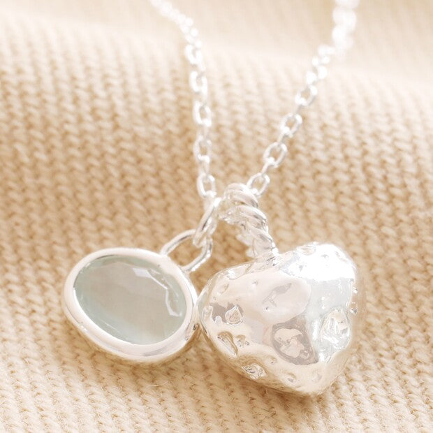 Lisa Angel heart and moonstone necklace - Silver