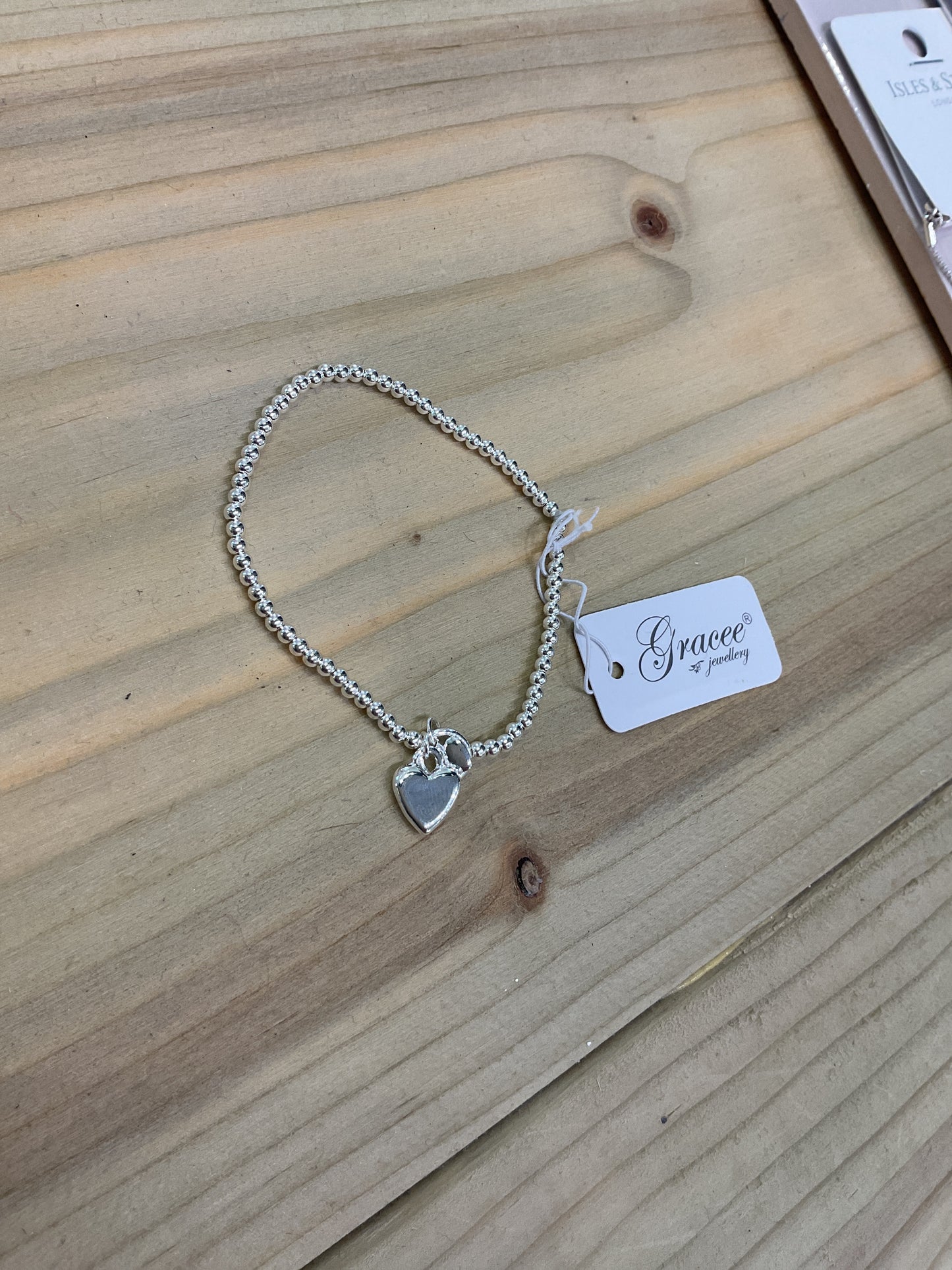 Heart Beaded Bracelet - Silver