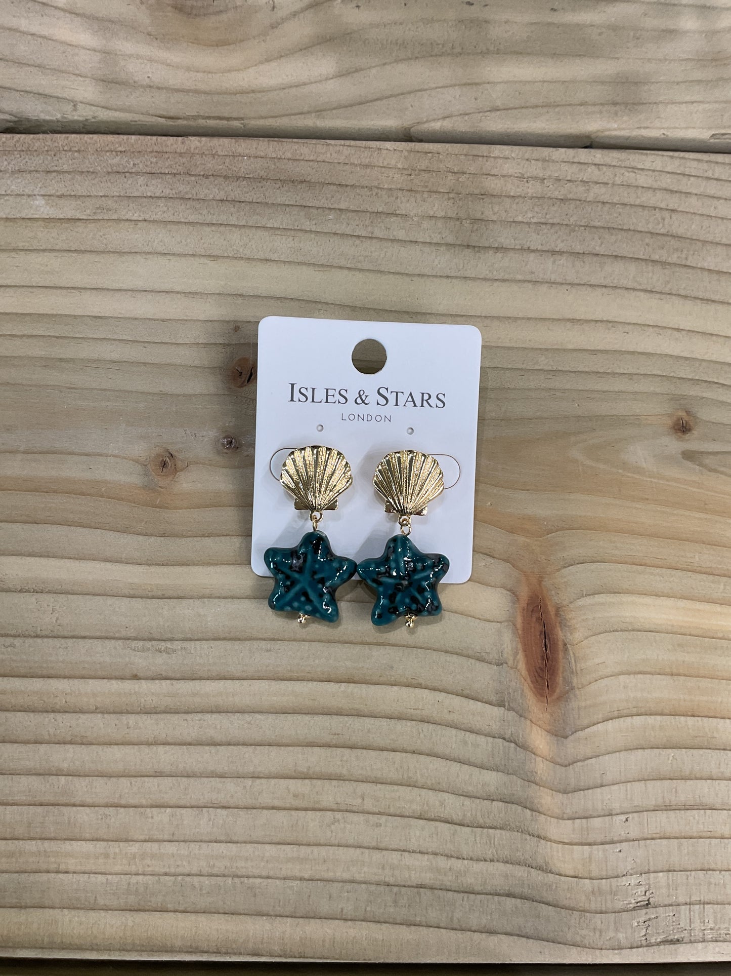Seashell gold and green earrings