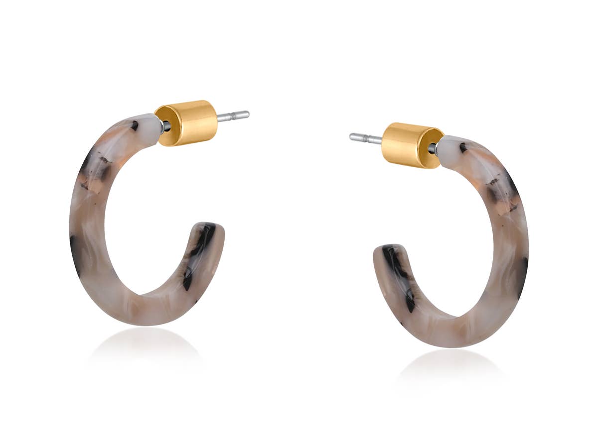 ROSA PETITE RESIN HOOP EARRINGS : TAUPE GREY