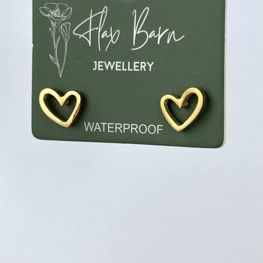 Tarnish Resistant Open Heart Studs: Gold