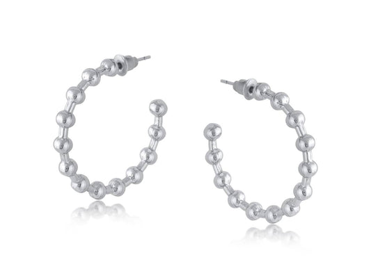 LOUISE BALL SHAPED HOOP EARRINGS: SILVER