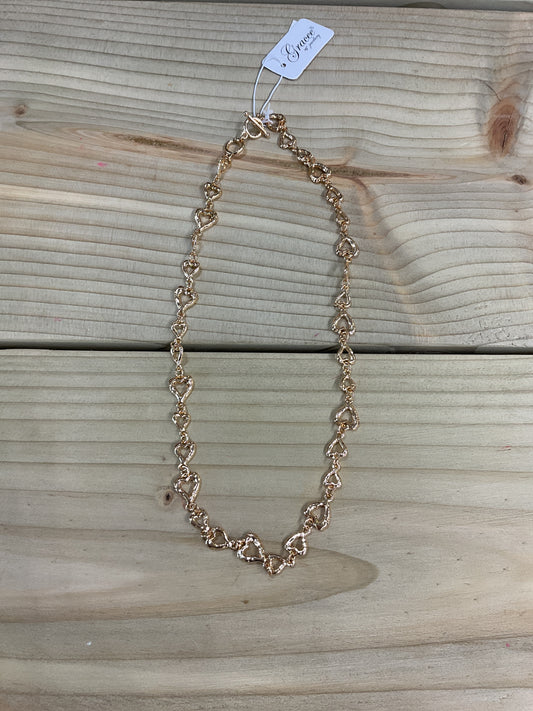 Heart Chain Necklace - Gold