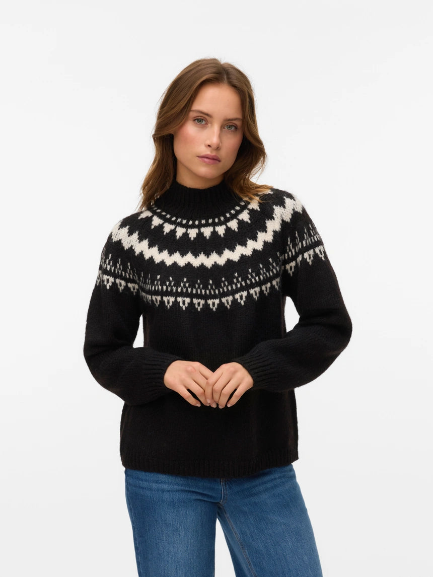 VIVIAN LS HIGH NECK PULLOVER - Chocolate