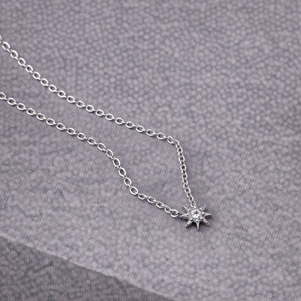 Tarnish Resistant Star Zirconia Necklace: Gold