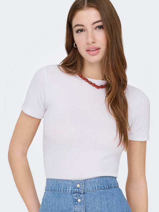 JUNE RIBBED TEE - White